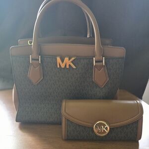Michael Kors Tan and Black Satchel Set